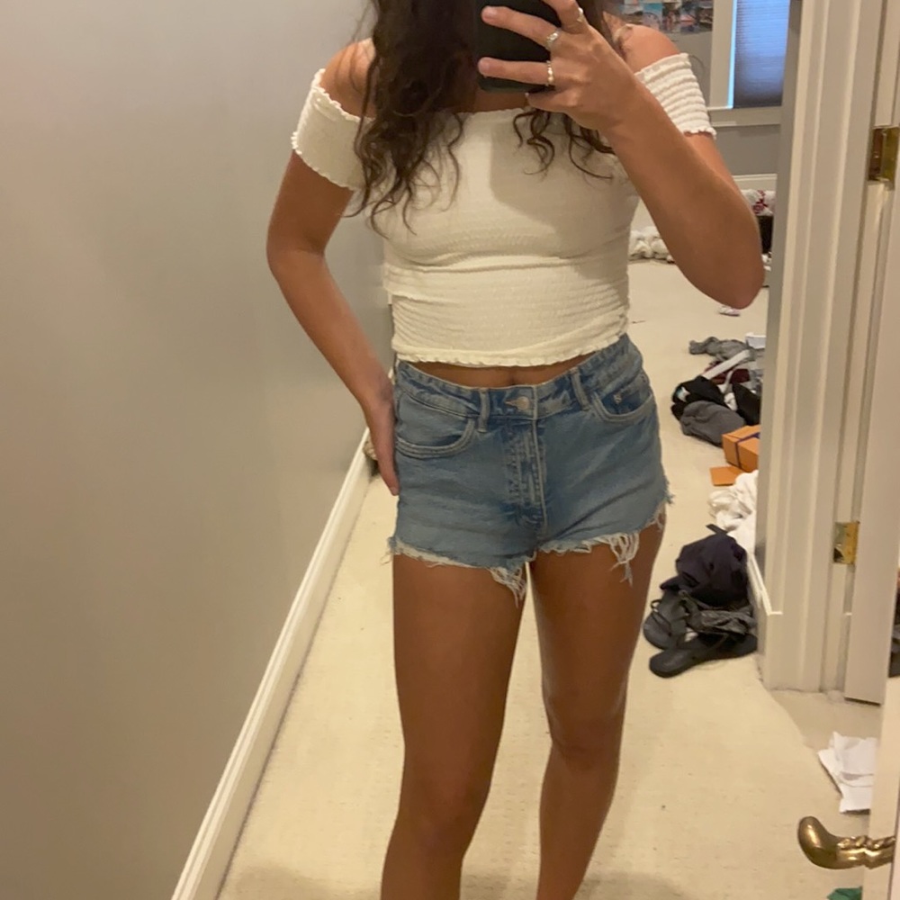 Hollister Off The Shoulder Smock Crop Top